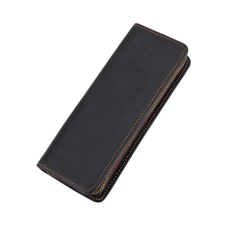 Vintage Genuine Leather Square Zipper Pen Pouch Pencil Case