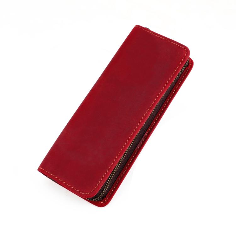 Vintage Genuine Leather Square Zipper Pen Pouch Pencil Case