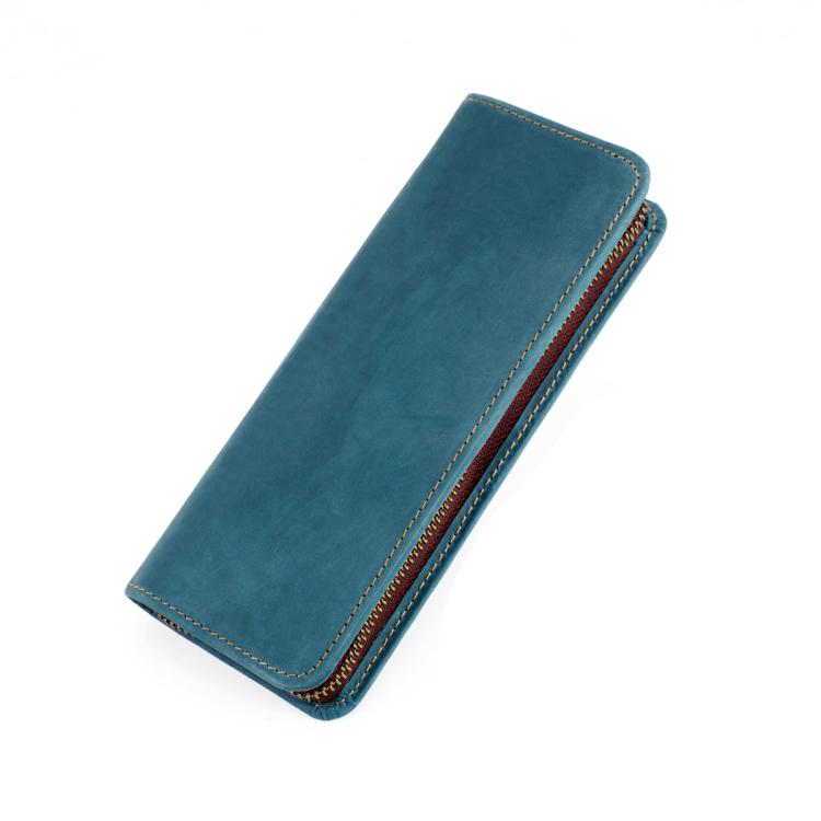 Vintage Genuine Leather Square Zipper Pen Pouch Pencil Case