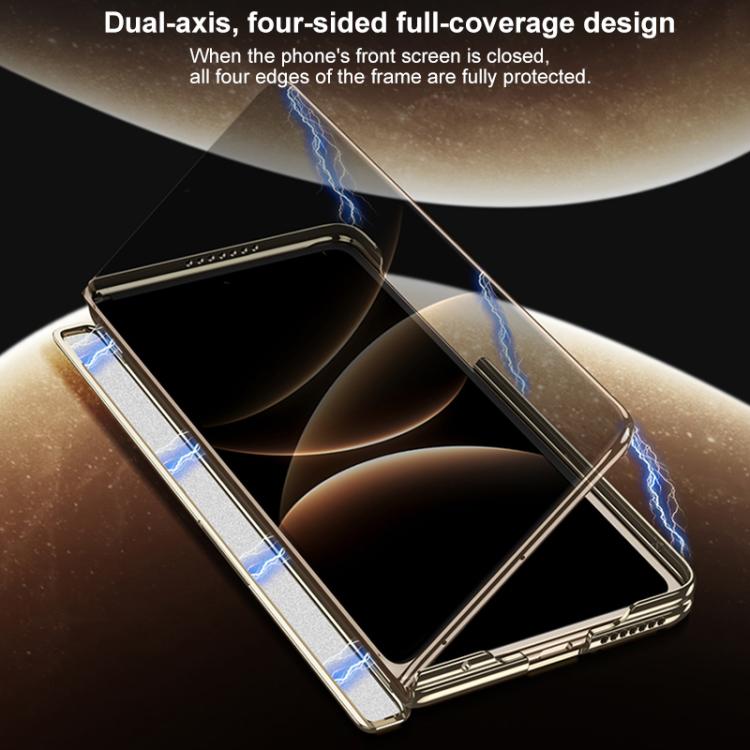 For Huawei Mate X7 GKK Magnetic Dual Hinge Phantom Vegan Leather Phone Case with Holder
