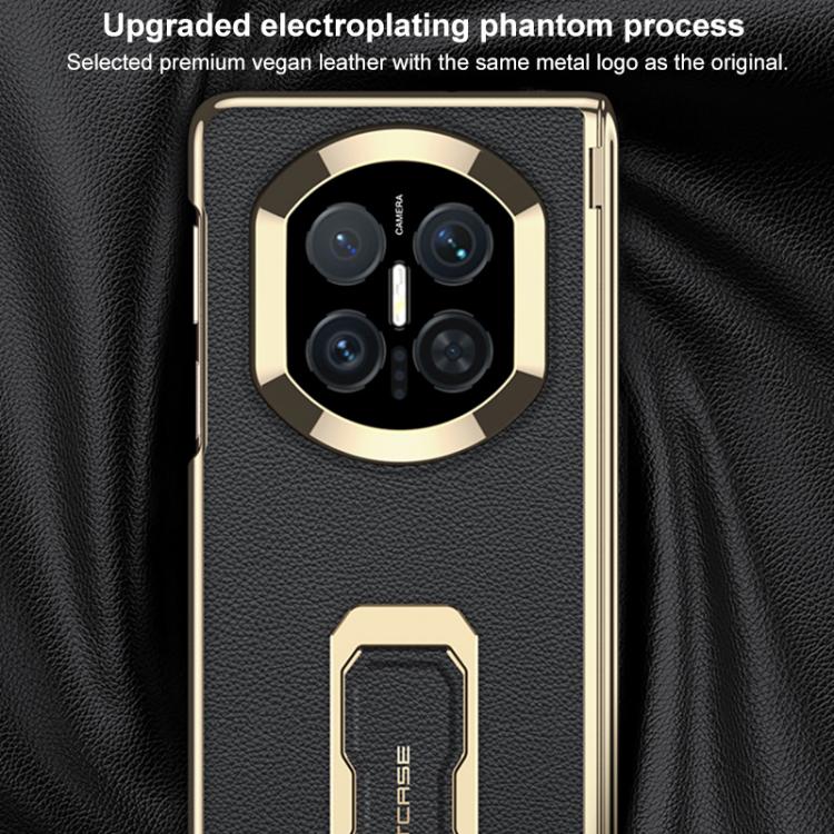 For Huawei Mate X7 GKK Magnetic Dual Hinge Phantom Vegan Leather Phone Case with Wristband / Holder