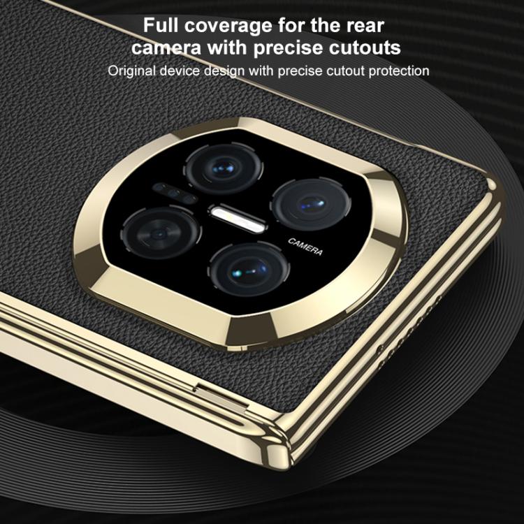 For Huawei Mate X7 GKK Magnetic Dual Hinge Phantom Vegan Leather Phone Case with Wristband / Holder