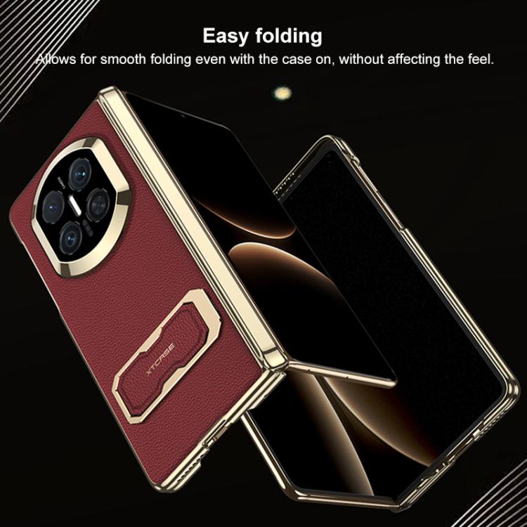 For Huawei Mate X7 GKK Magnetic Dual Hinge Phantom Vegan Leather Phone Case with Wristband / Holder