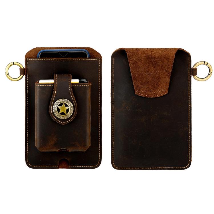 Vintage Genuine Leather Men Waist Bag Outdoor Work Mobile Phone Belt Pouch