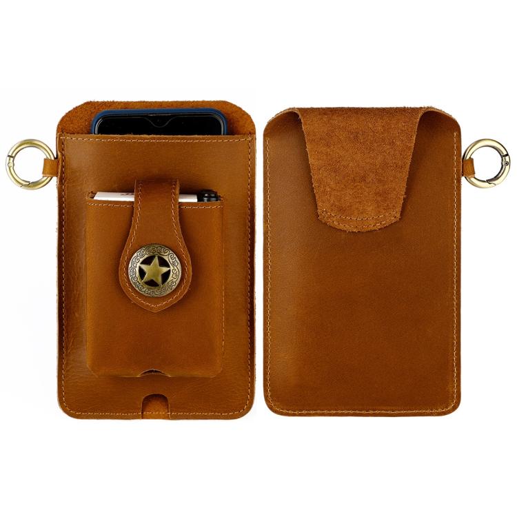 Vintage Genuine Leather Men Waist Bag Outdoor Work Mobile Phone Belt Pouch