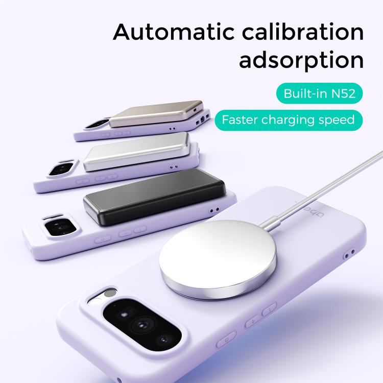 For Google Pixel 9 ABEEL Skin-friendly Feel Magnetic Liquid Silicone Phone Case with Holder