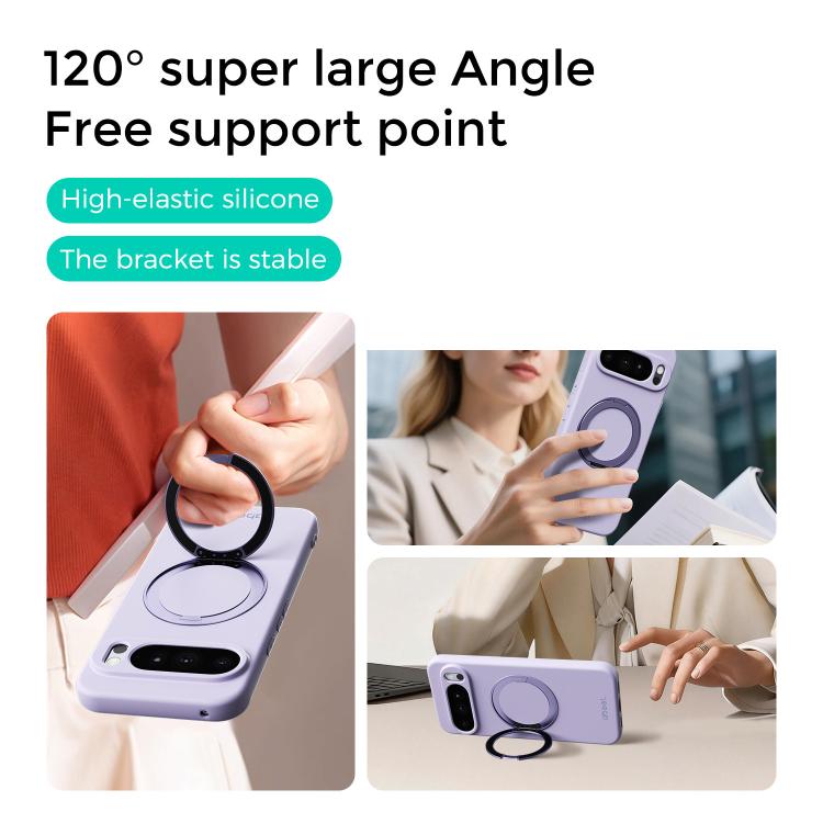 For Google Pixel 10 Pro XL ABEEL Skin-friendly Feel Magnetic Liquid Silicone Phone Case with Holder