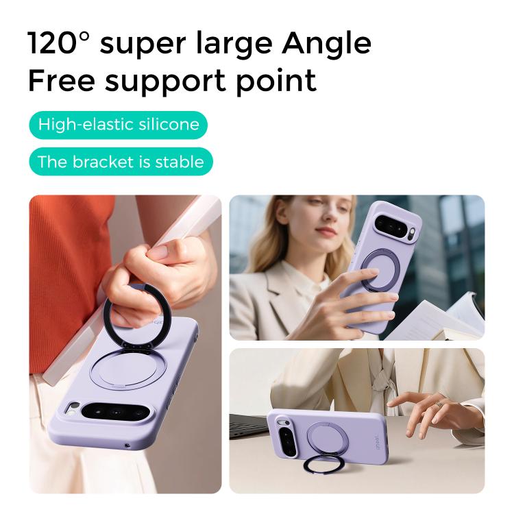 For Google Pixel 10a ABEEL Skin-friendly Feel Magnetic Liquid Silicone Phone Case with Holder