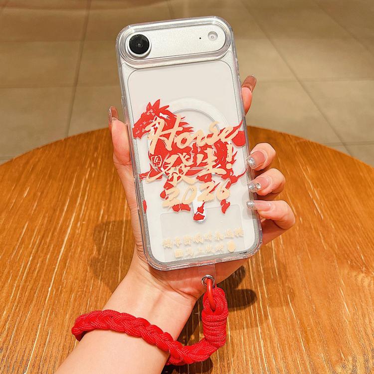 For iPhone Air Horse Year Acrylic Magnetic Full Coverage Phone Case with Lanyard
