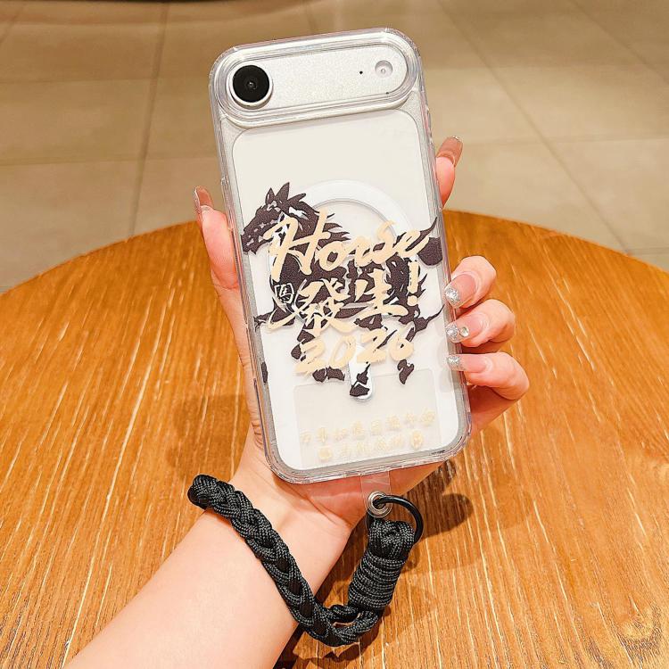 For iPhone Air Horse Year Acrylic Magnetic Full Coverage Phone Case with Lanyard