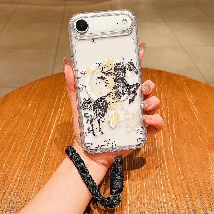 For iPhone Air Horse Year Acrylic Magnetic Full Coverage Phone Case with Lanyard