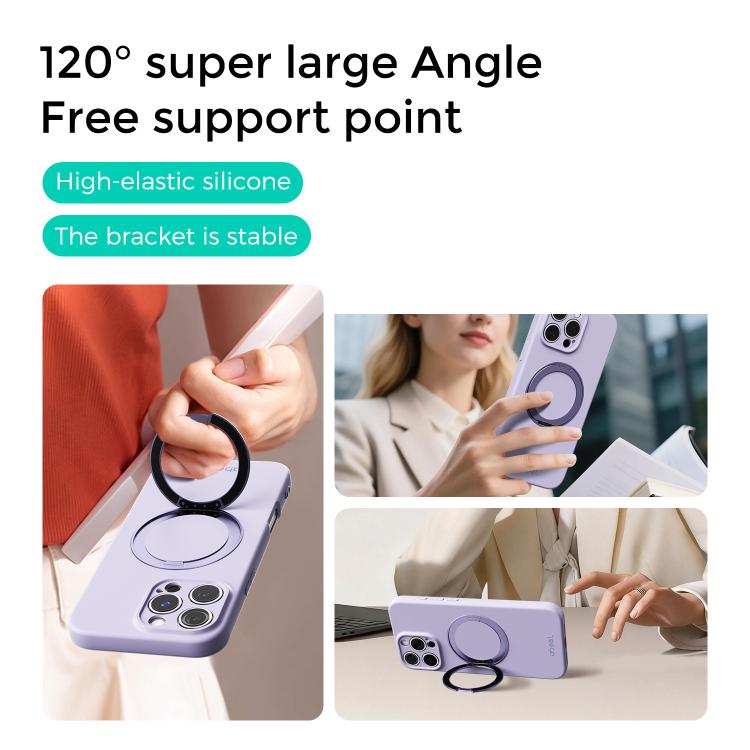 For iPhone 16 ABEEL Skin-friendly Feel Magnetic Liquid Silicone Phone Case with Holder