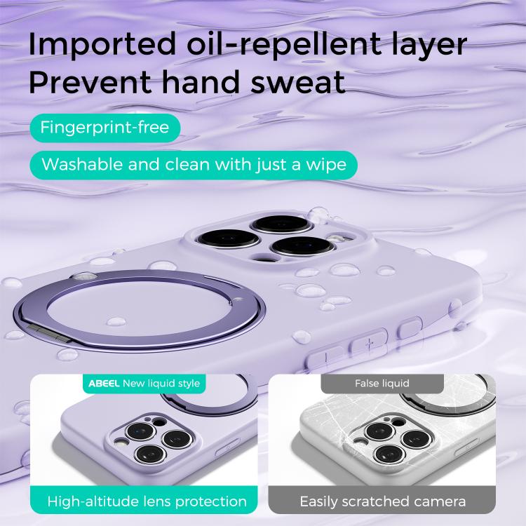 For iPhone 16 ABEEL Skin-friendly Feel Magnetic Liquid Silicone Phone Case with Holder