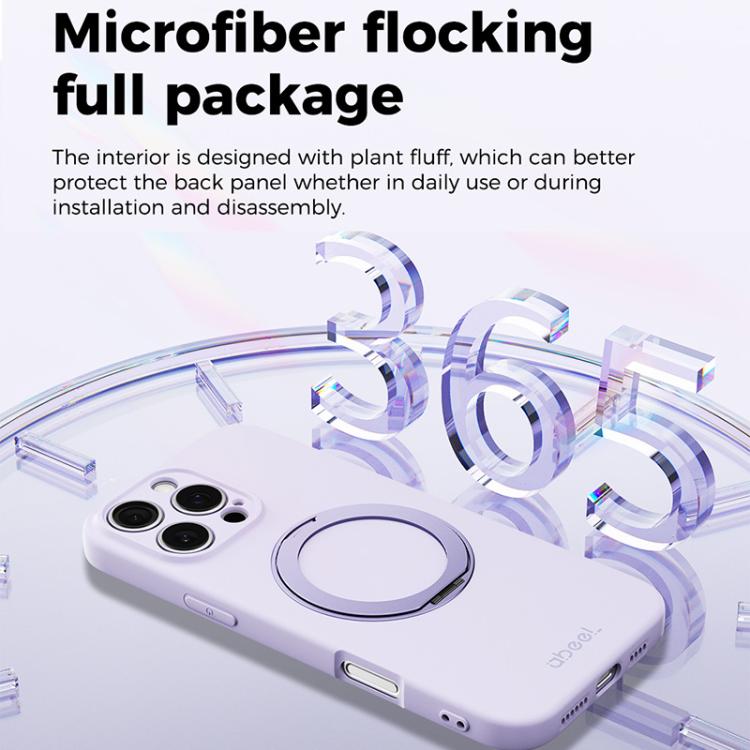 For iPhone 16 Pro Max ABEEL Skin-friendly Feel Magnetic Liquid Silicone Phone Case with Holder