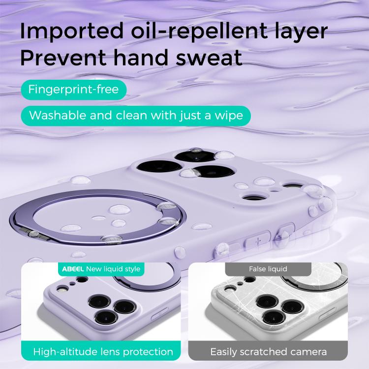For iPhone 17 ABEEL Skin-friendly Feel Magnetic Liquid Silicone Phone Case with Holder