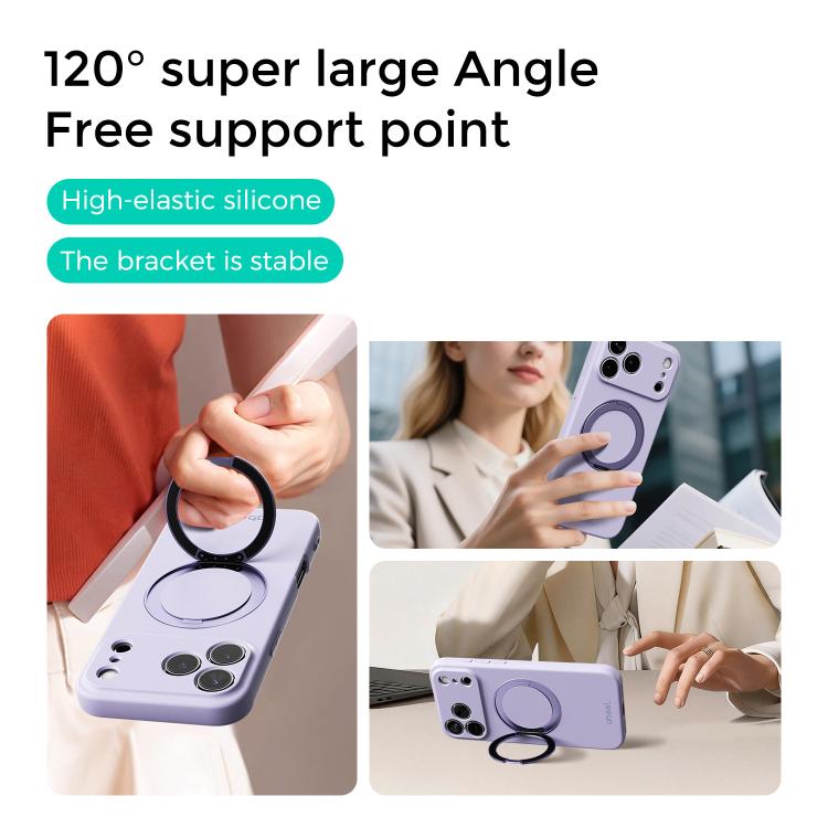 For iPhone 17 ABEEL Skin-friendly Feel Magnetic Liquid Silicone Phone Case with Holder