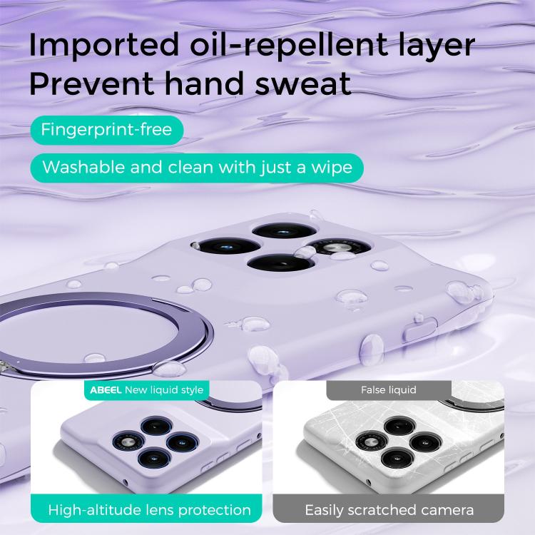 For Motorola Edge 70 Pro 5G ABEEL Skin-friendly Feel Magnetic Liquid Silicone Phone Case with Holder