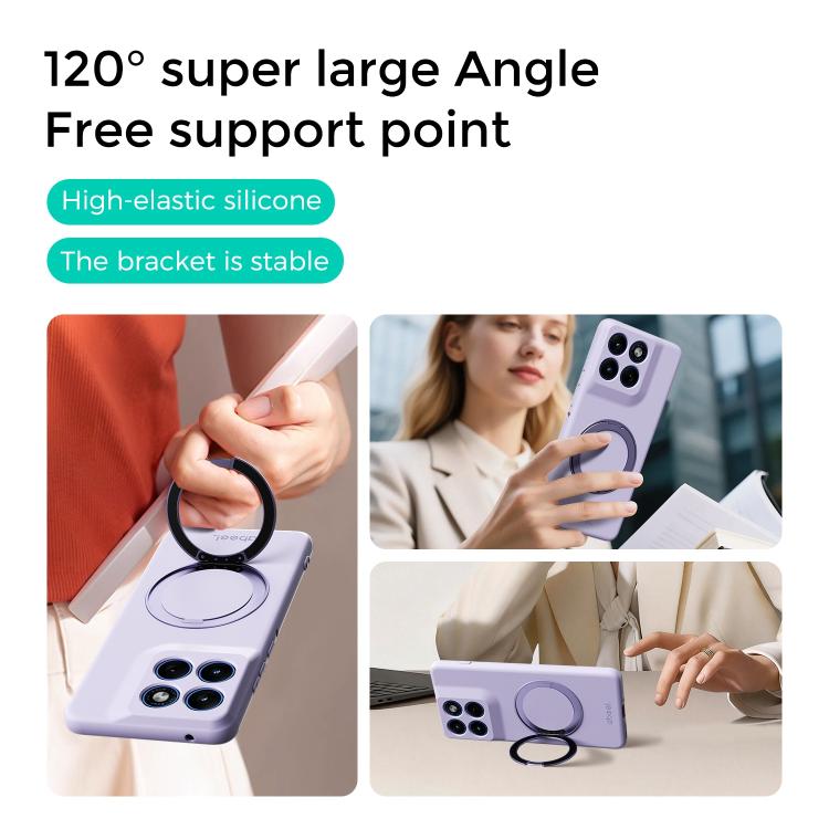 For Motorola Edge 70 Pro 5G ABEEL Skin-friendly Feel Magnetic Liquid Silicone Phone Case with Holder