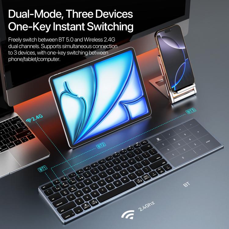 DUX DUCIS LK Pro Series Universal Dual-Mode Aluminum Alloy Wireless Keyboard With Touch Digital Panel