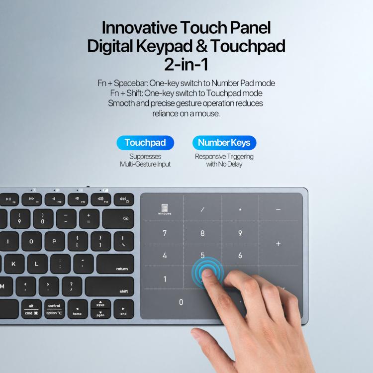 DUX DUCIS LK Pro Series Universal Dual-Mode Aluminum Alloy Wireless Keyboard With Touch Digital Panel
