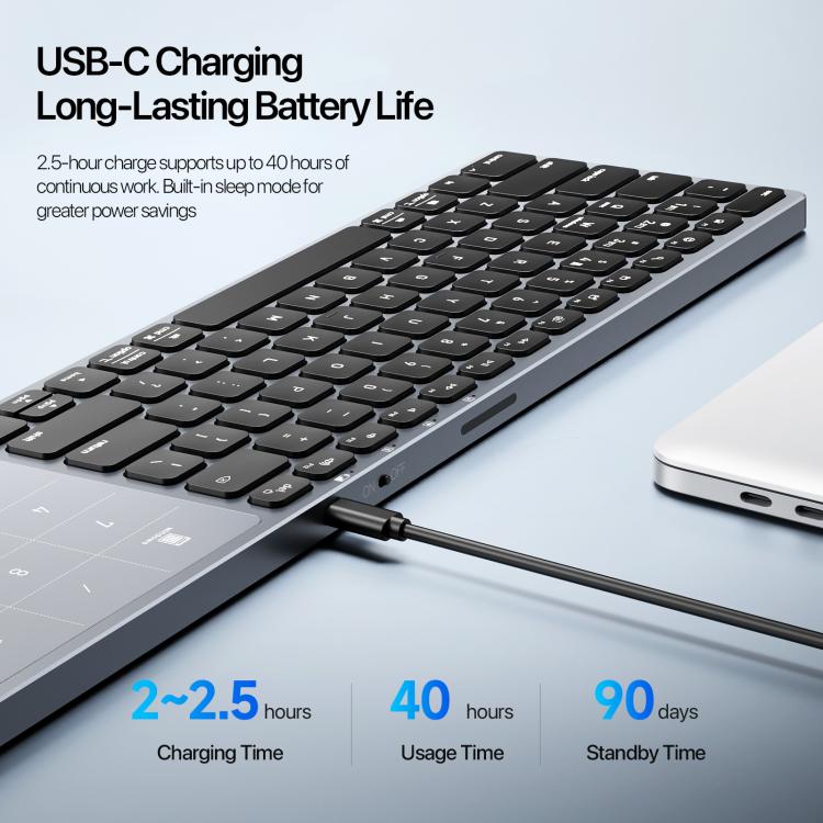 DUX DUCIS LK Pro Series Universal Dual-Mode Aluminum Alloy Wireless Keyboard With Touch Digital Panel