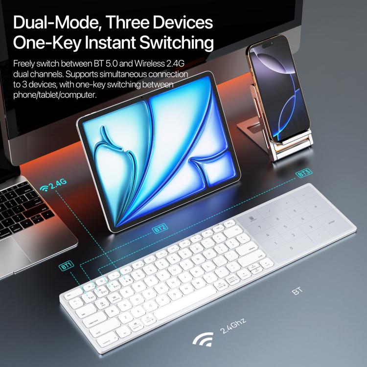 DUX DUCIS LK Pro Series Universal Dual-Mode Aluminum Alloy Wireless Keyboard With Touch Digital Panel