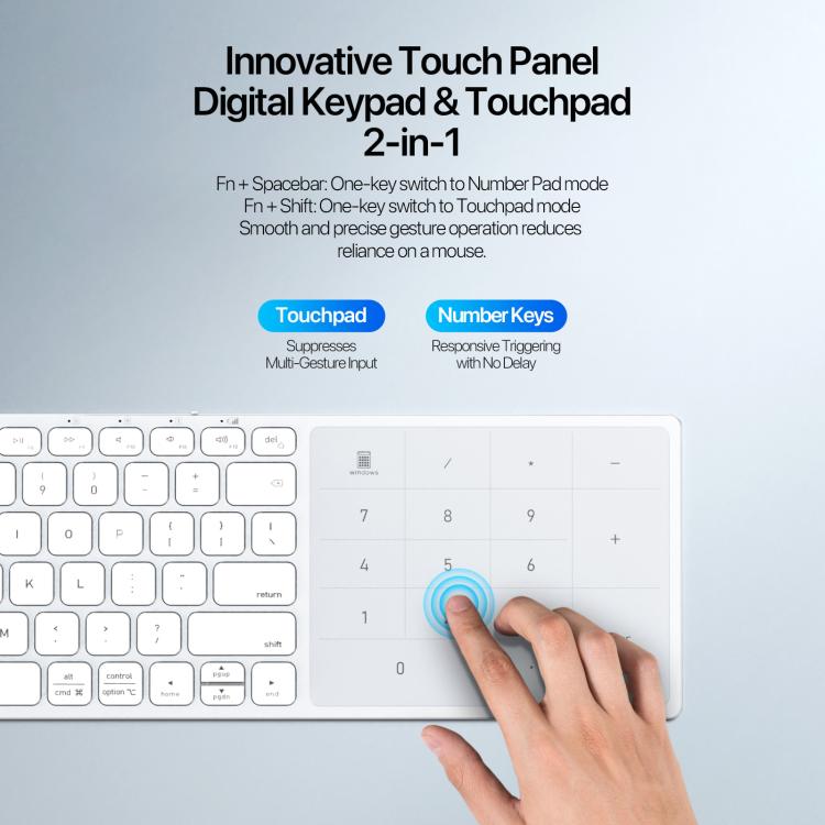 DUX DUCIS LK Pro Series Universal Dual-Mode Aluminum Alloy Wireless Keyboard With Touch Digital Panel