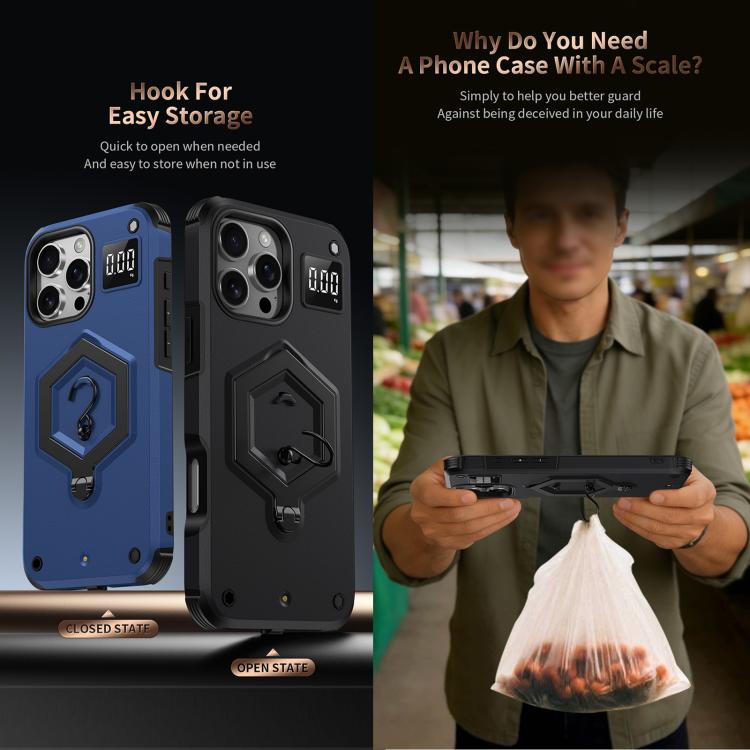 For iPhone 17 Hexagon Armor Magnetic Holder Weighing Scale Phone Case