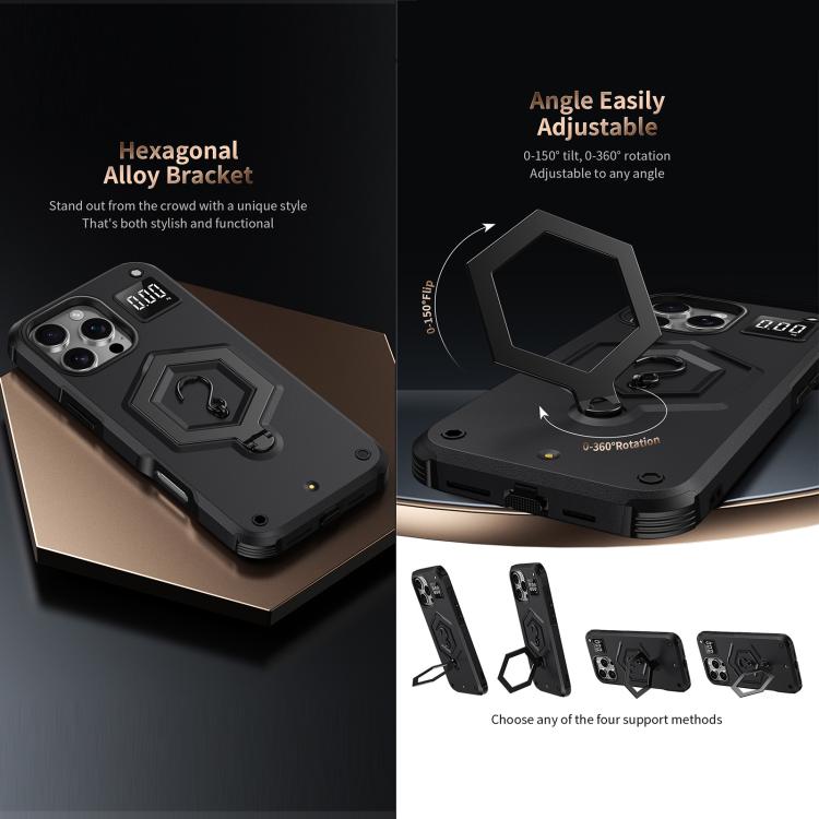 For iPhone 17 Hexagon Armor Magnetic Holder Weighing Scale Phone Case