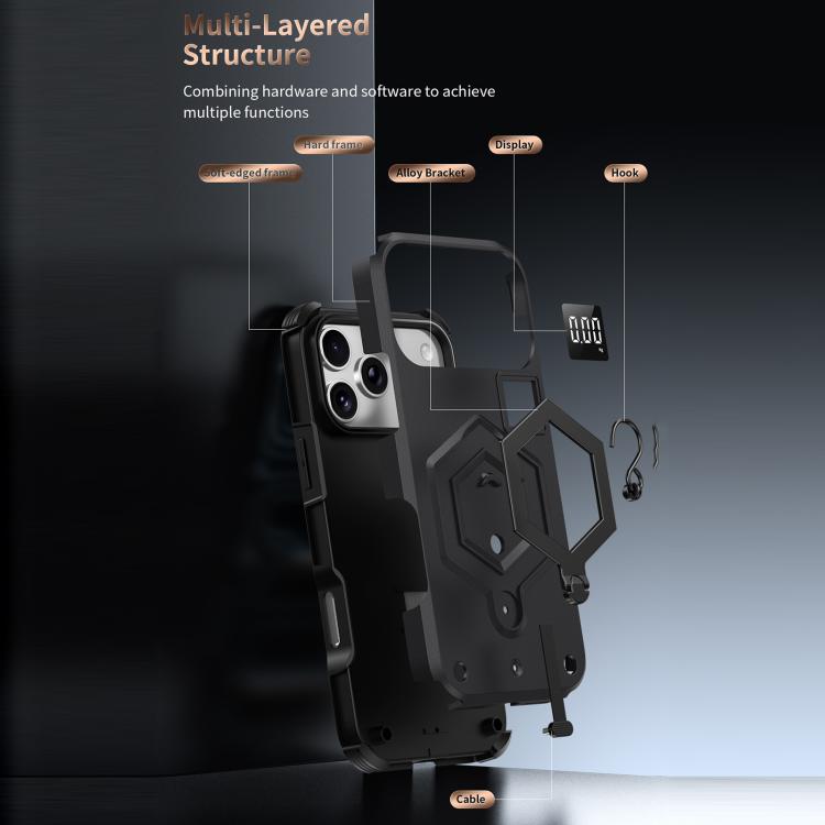 For iPhone Air Hexagon Armor Magnetic Holder Weighing Scale Phone Case