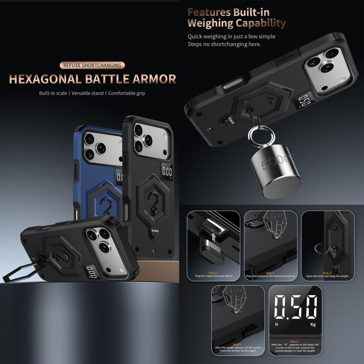 For iPhone Air Hexagon Armor Magnetic Holder Weighing Scale Phone Case