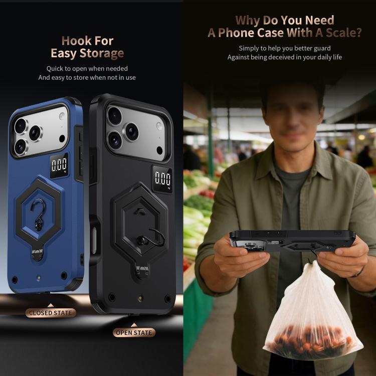 For iPhone Air Hexagon Armor Magnetic Holder Weighing Scale Phone Case