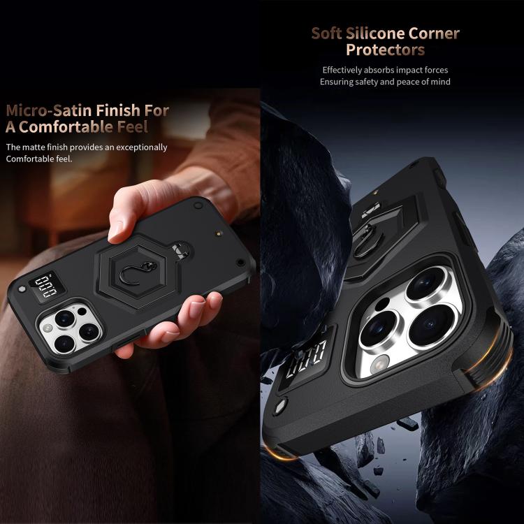 For iPhone 15 Pro Max Hexagon Armor Magnetic Holder Weighing Scale Phone Case