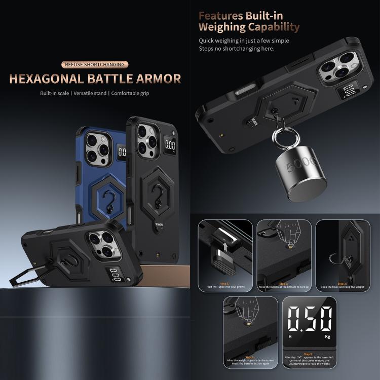 For iPhone 11 Pro Max Hexagon Armor Magnetic Holder Weighing Scale Phone Case