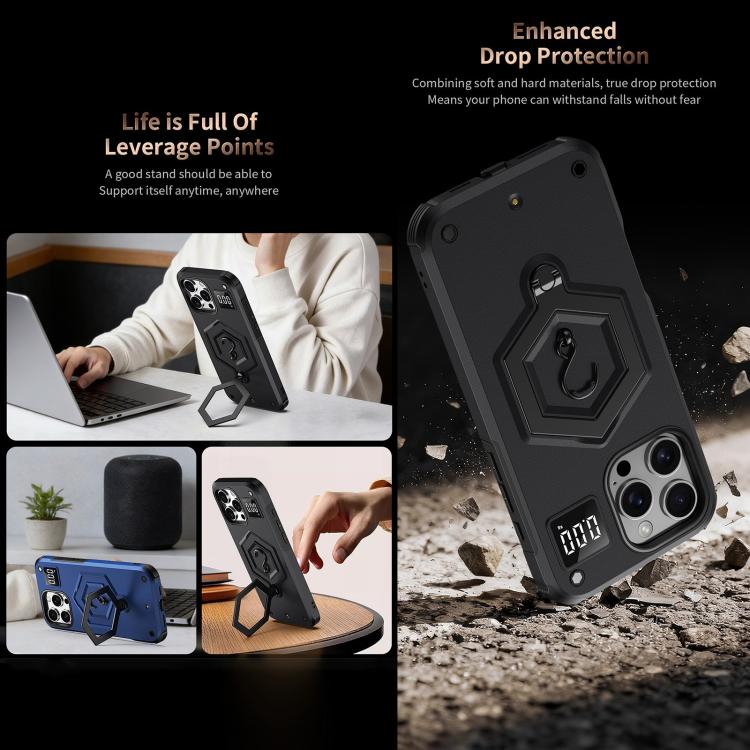 For iPhone 11 Pro Max Hexagon Armor Magnetic Holder Weighing Scale Phone Case