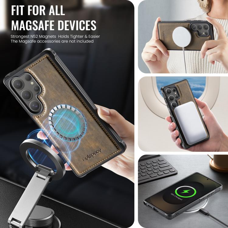 For Samsung Galaxy S26 Ultra 5G AutSpace A13 MagSafe Magnetic RFID Flip Card Bag Phone Case