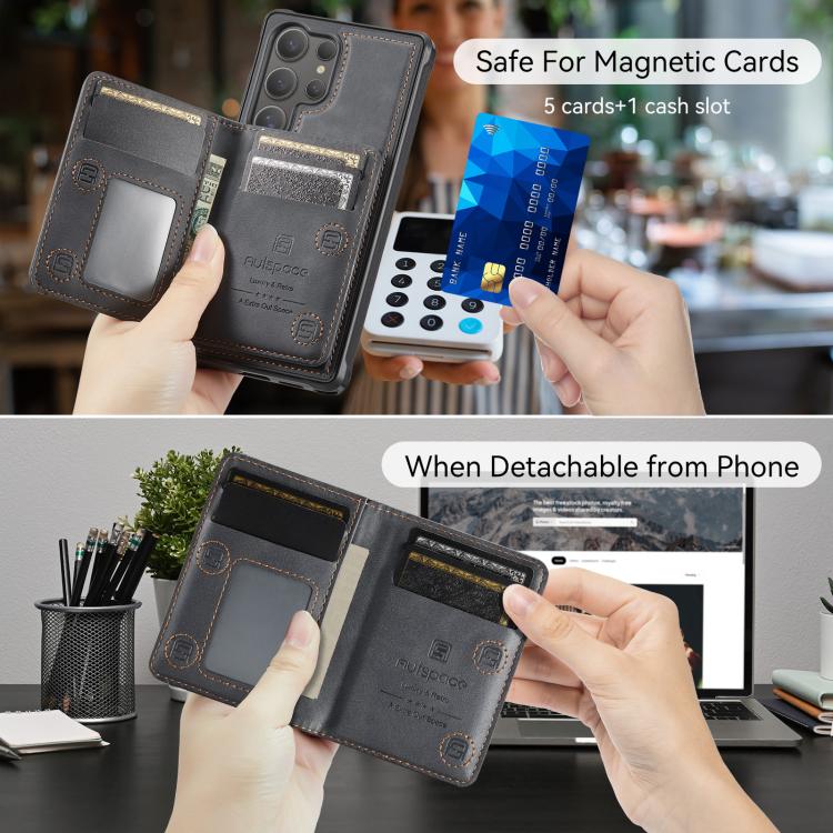 For Samsung Galaxy S26 Ultra 5G AutSpace A13 MagSafe Magnetic RFID Flip Card Bag Phone Case