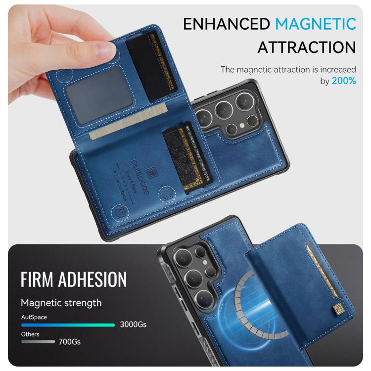 For Samsung Galaxy S25 Ultra 5G AutSpace A13 MagSafe Magnetic RFID Flip Card Bag Phone Case