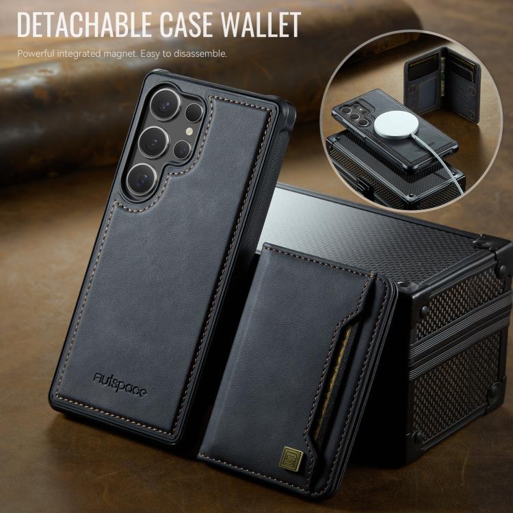 For Samsung Galaxy S25 Ultra 5G AutSpace A13 MagSafe Magnetic RFID Flip Card Bag Phone Case
