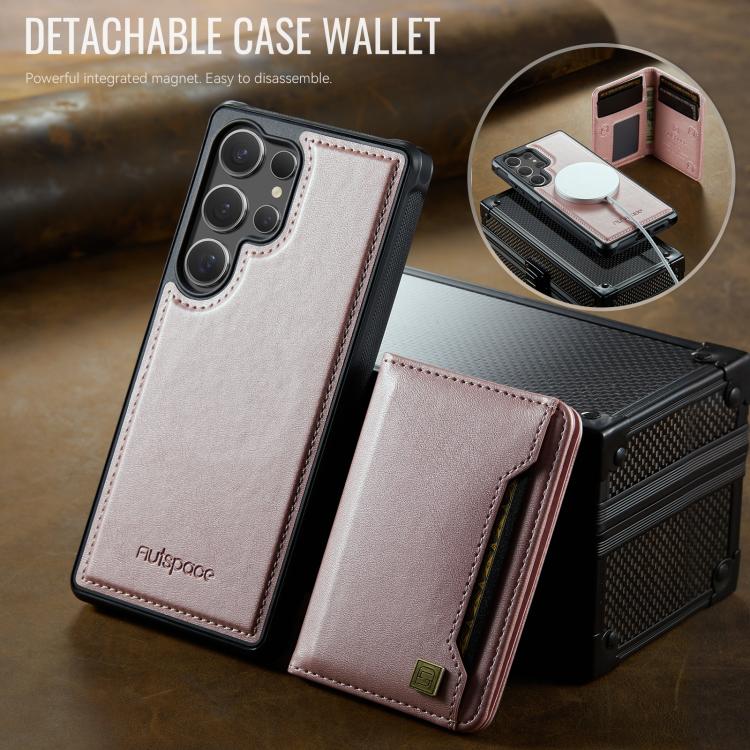 For Samsung Galaxy S25 Ultra 5G AutSpace A13 MagSafe Magnetic RFID Flip Card Bag Phone Case