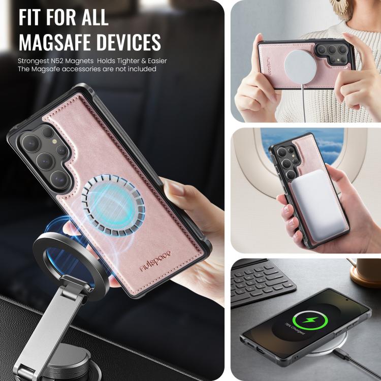 For Samsung Galaxy S25 Ultra 5G AutSpace A13 MagSafe Magnetic RFID Flip Card Bag Phone Case
