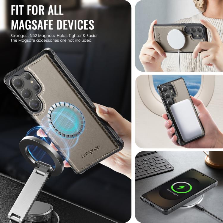 For Samsung Galaxy S25 Ultra 5G AutSpace A13 MagSafe Magnetic RFID Flip Card Bag Phone Case