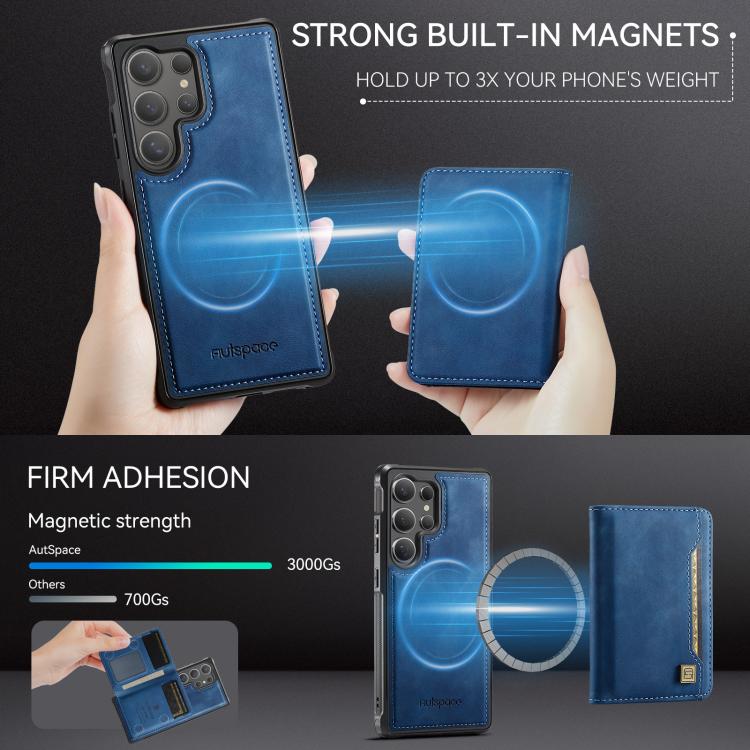 For Samsung Galaxy S24 Ultra 5G AutSpace A13 MagSafe Magnetic RFID Flip Card Bag Phone Case