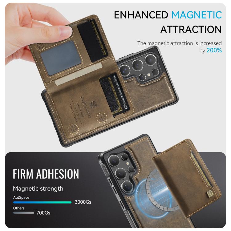 For Samsung Galaxy S24 Ultra 5G AutSpace A13 MagSafe Magnetic RFID Flip Card Bag Phone Case