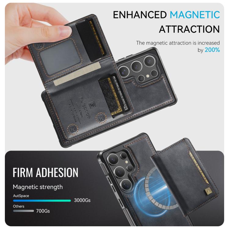For Samsung Galaxy S24 Ultra 5G AutSpace A13 MagSafe Magnetic RFID Flip Card Bag Phone Case