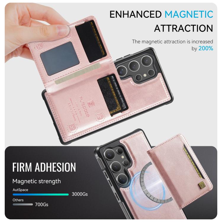 For Samsung Galaxy S24 Ultra 5G AutSpace A13 MagSafe Magnetic RFID Flip Card Bag Phone Case