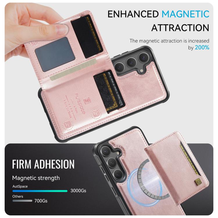 For Samsung Galaxy S24 / S25 5G AutSpace A13 MagSafe Magnetic RFID Flip Card Bag Phone Case