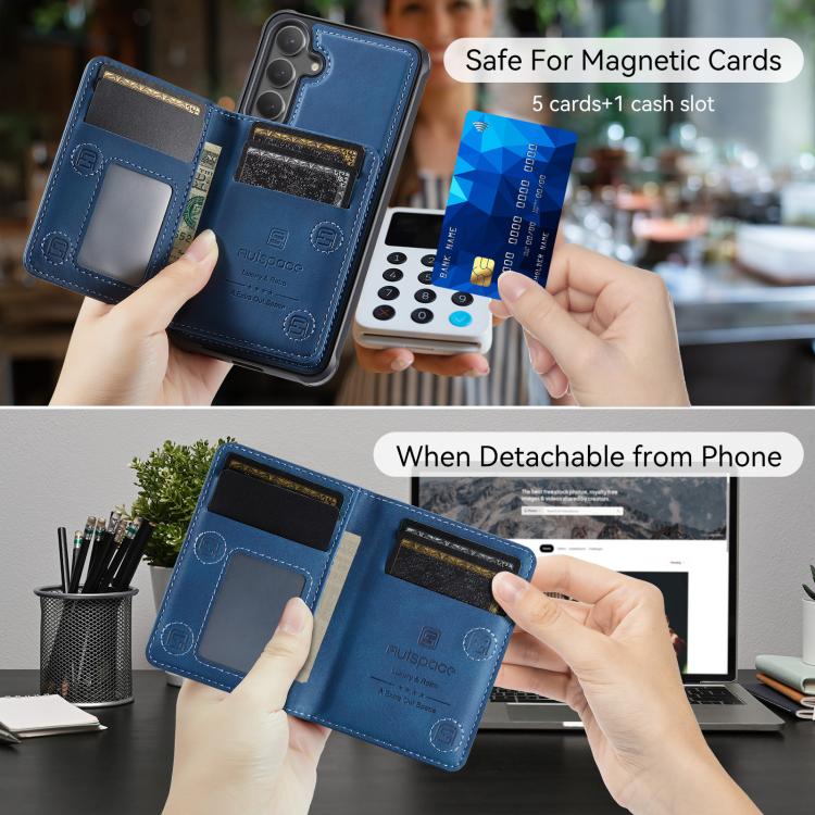 For Samsung Galaxy S26 5G AutSpace A13 MagSafe Magnetic RFID Flip Card Bag Phone Case