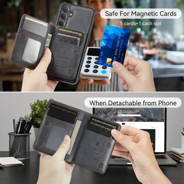 For Samsung Galaxy S26 5G AutSpace A13 MagSafe Magnetic RFID Flip Card Bag Phone Case