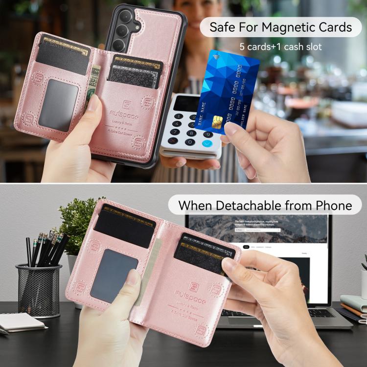 For Samsung Galaxy S26 5G AutSpace A13 MagSafe Magnetic RFID Flip Card Bag Phone Case
